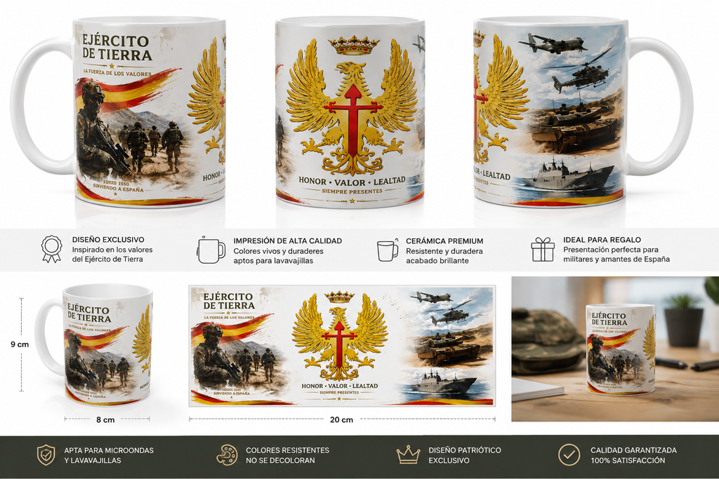 Taza Premium Ejército de Tierra – Honor, Valor y Lealtad