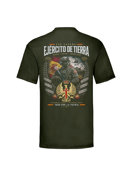 Camiseta Ejército de Tierra Todo por la Patria, espalda, color verde