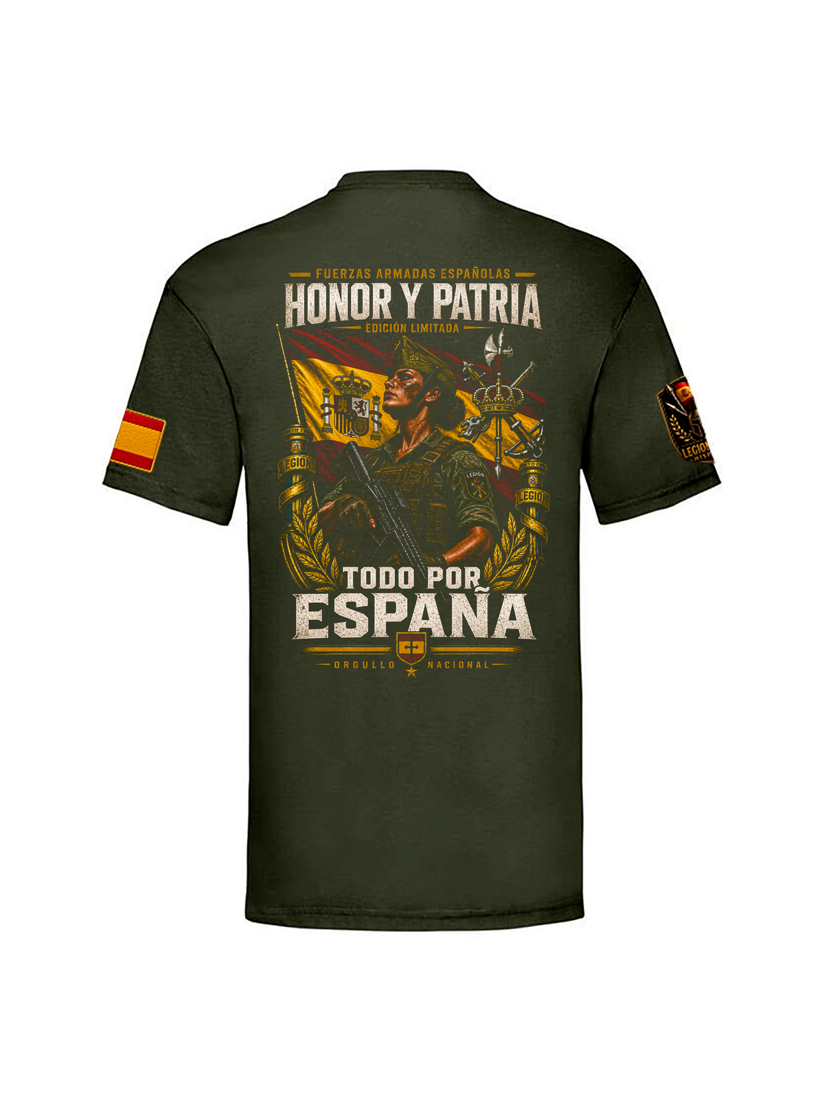 Camiseta Dama Legionaria, espalda, color verde oliva