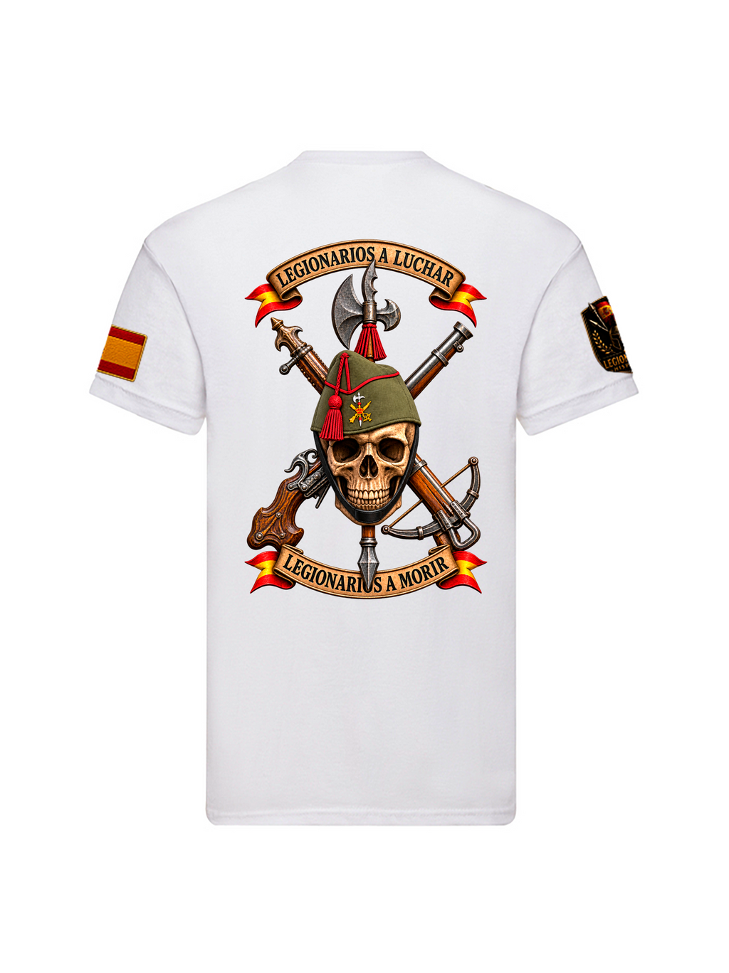 Camiseta Legionarios a Luchar nuevo diseño, espalda, color blanco