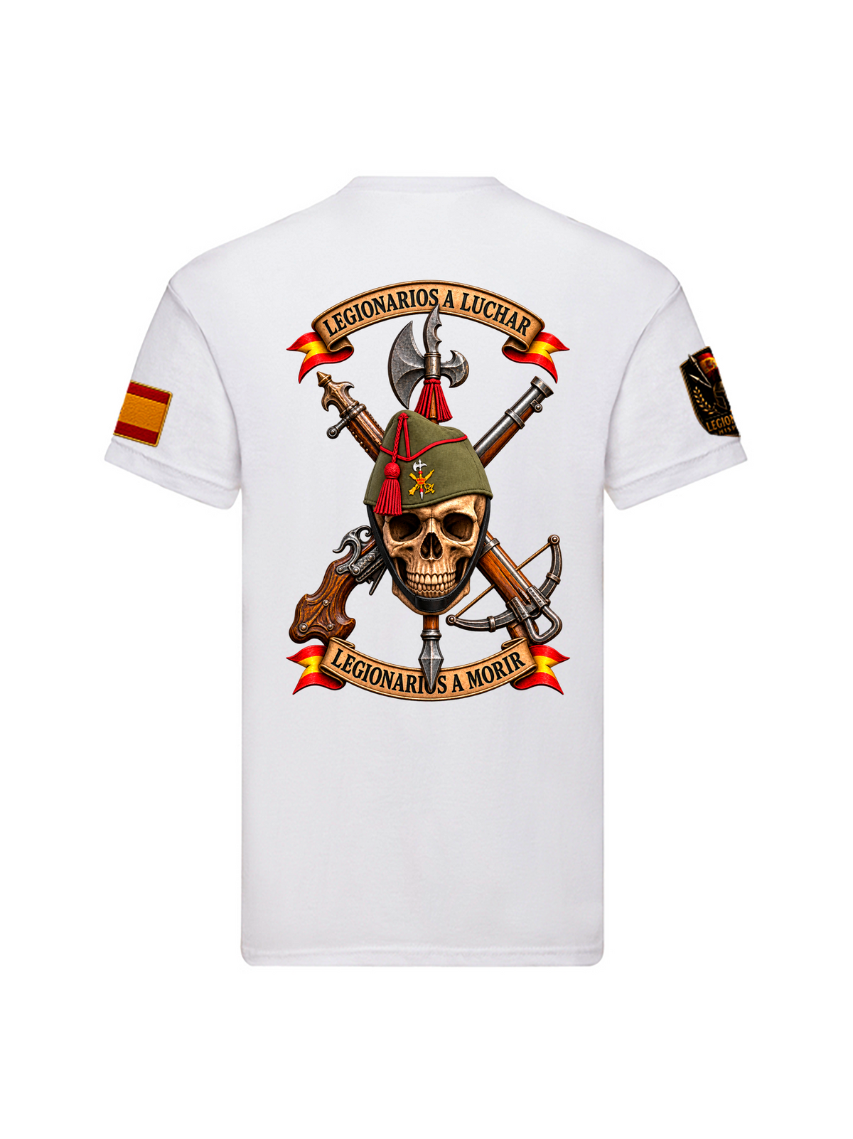 Camiseta Legionarios a Luchar nuevo diseño, espalda, color blanco