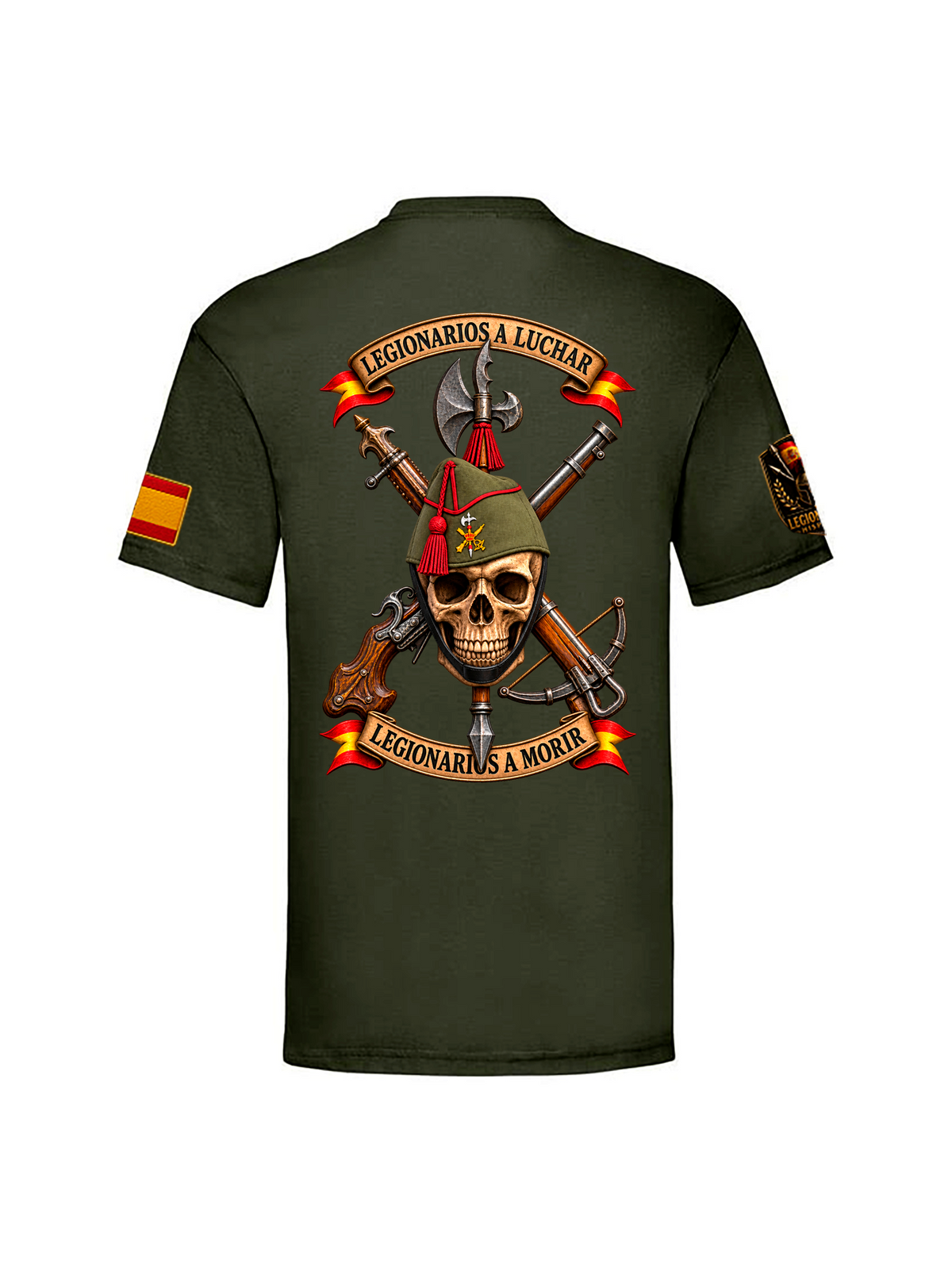 Camiseta Legionarios a Luchar nuevo diseño, pecho, color verde oliva