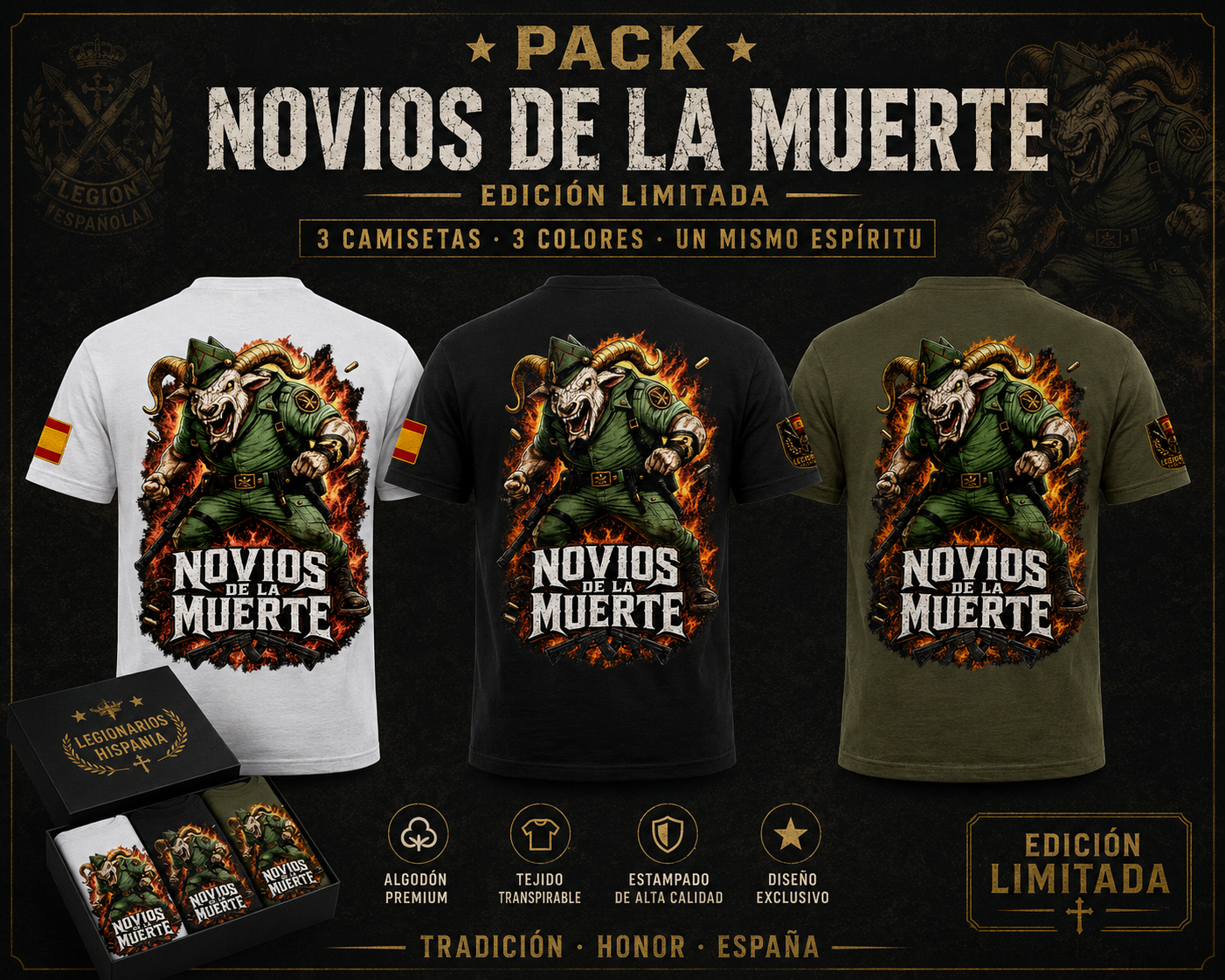 Pack 3 Camisetas Novios de la Muerte — Edición Limitada