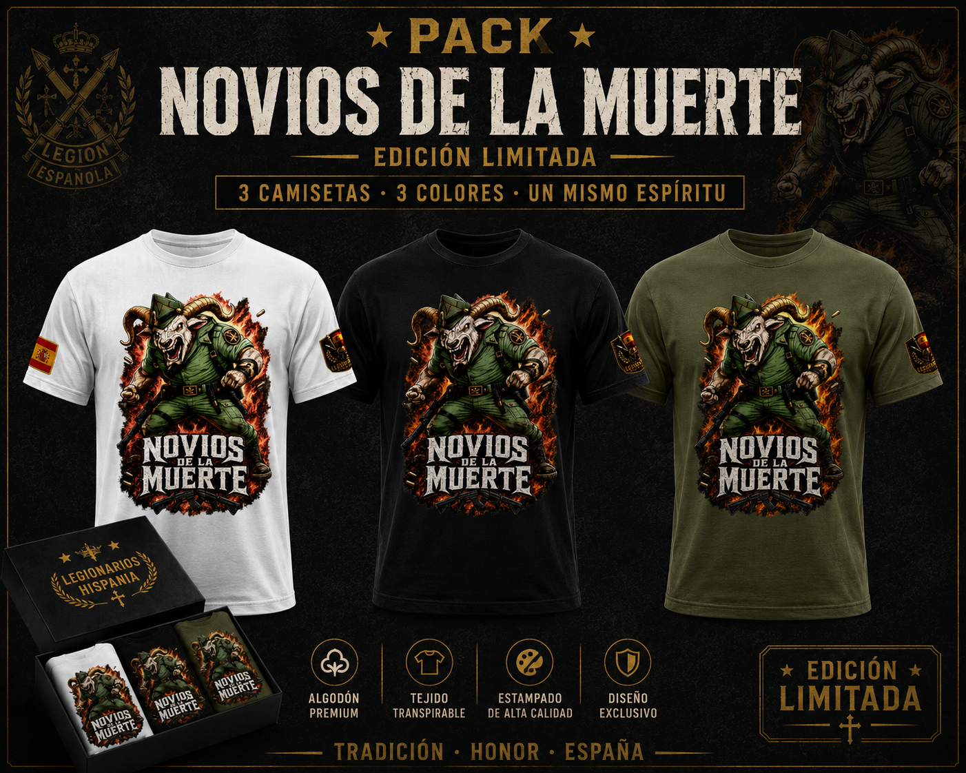 Pack 3 Camisetas Novios de la Muerte — Edición Limitada